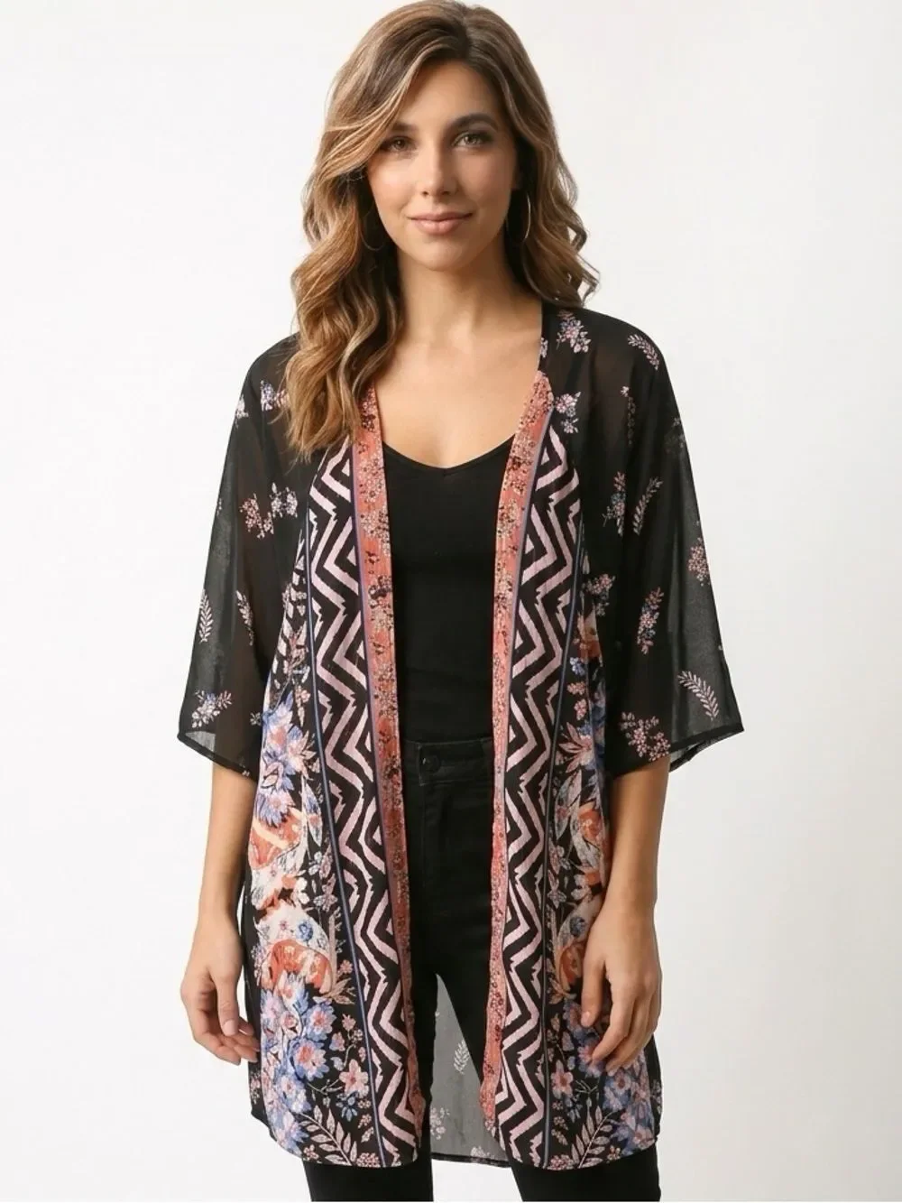 BOHO Multiple Pattern Sheer Kimono